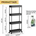 thumbnail image 4 of LLMRR 4 Tier Slim Rolling Cart, Rolling Storage Cart with Lockable Wheels, Bathroom Storage Cart, Mobile Shelving Unit Cart, Storage Organizer for Kitchen Bathroom, Black, 4 of 7