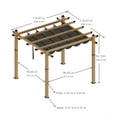thumbnail image 2 of Riedhoff 10 x 10 Ft Wood-Grain Aluminum Outdoor Pergola with Retractable Canopy Sun Shade,Gray, 2 of 7
