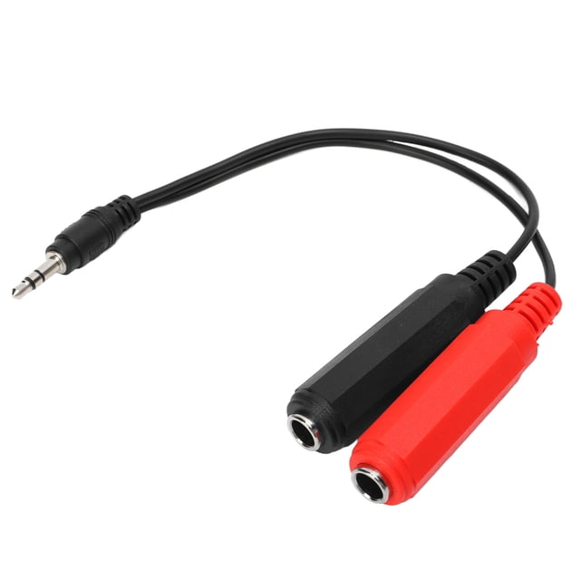 Convertidor de cable de sonido, enchufe y reproducir 7.9in de largo 3.5 mm de macho a 6.35 mm femenino femenino cable de goma para micrófono para reproductor de dvd