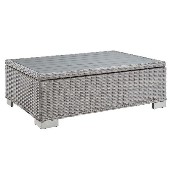Afuera Living 45" Modern Rattan Outdoor Coffee Table in Light Gray