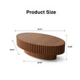 thumbnail image 2 of 43.3" Oval Coffee Table with Handcrafted Relief, Sturdy Pedestal Wooden Olive-Shaped Tea Table, Circle Fluted Drum Coffee Table for Apartment Living Room, Natural, 2 of 7