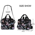 thumbnail image 3 of Insulated Crossbody Lunch Bag 10L Lunch Tote with Adjustable Shoulder Strap for Work Office Picnic Pink and Cyan Butterflies, 3 of 6