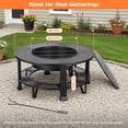 thumbnail image 4 of 38" Fire Pits for Outside, SEGMART Outdoor Fire Pit, Round Wood Burning Fire Pit with Grill, Poker, Waterproof Cover, Fire Pit Table for Patio BBQ, Backyard Fire Pit, Firepit for Outside Patio, Black, 4 of 12