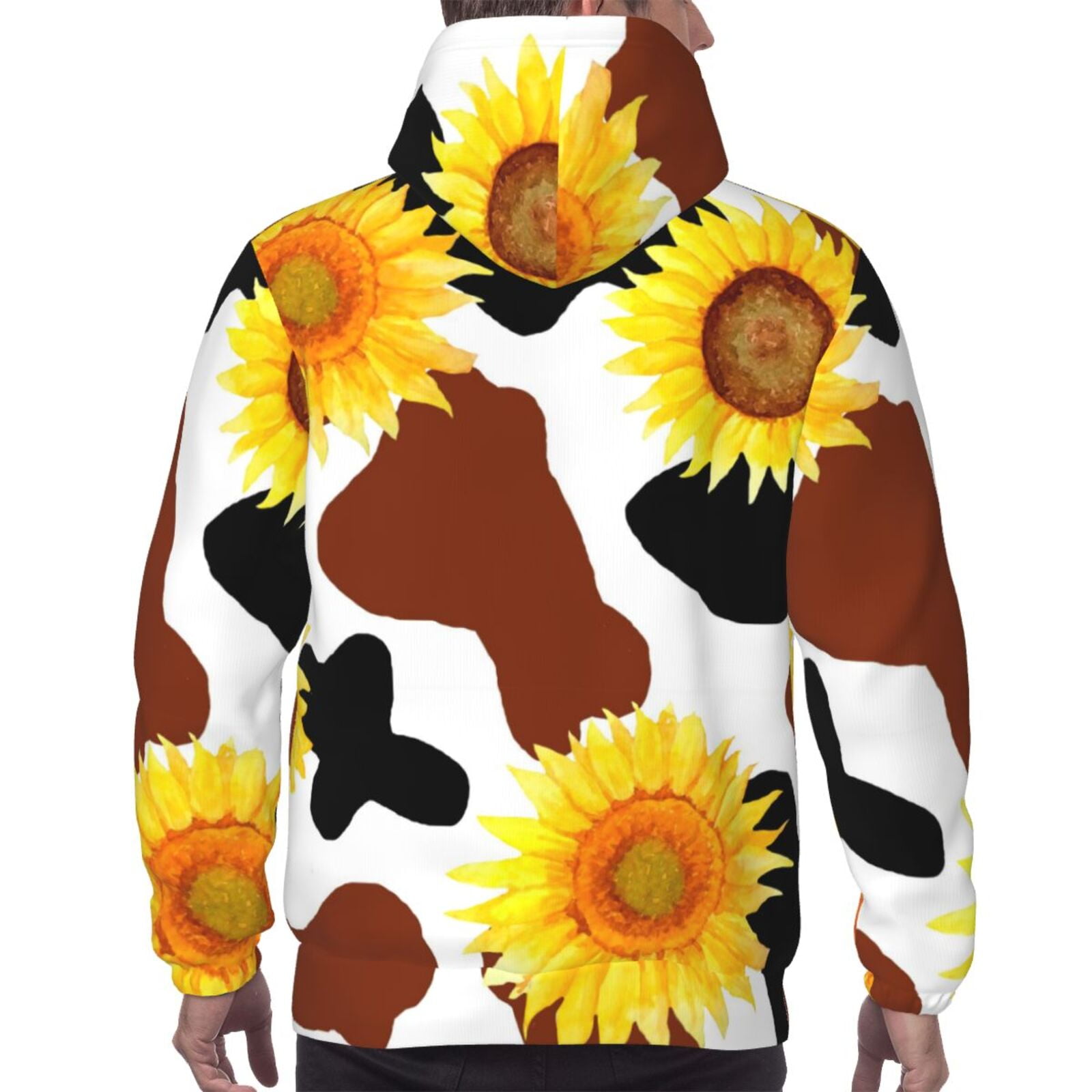 Bingfone Cow Print Sunflower Men'S Drawstring Hoodie Long Sleeve Pocket  Sweatshirts-Medium - Walmart.com