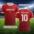 thumbnail image 2 of WAYUTE Men's Morocco Soccer T-Shirt DIY Name Number Short Sleeve Crew Neck Tee with Stylish Pattern Patriotic Color Sporty Casual Top Dailiy Wear, 2 of 7
