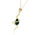 thumbnail image 2 of Galaxy Gold 14K Solid Yellow Gold 22" Snake Necklace with Natural Diamonds and a Dangling Dyed Green Sapphire Drop, 14"-24" Sizes, Symbol of Growth, 2 of 3