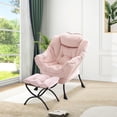 thumbnail image 1 of Rosa velvet lazy chair con ottoman, 400lb capacity, lounge chair con folding footrest y side pocket, perfect para sala de estar y dormitorio, 1 of 7