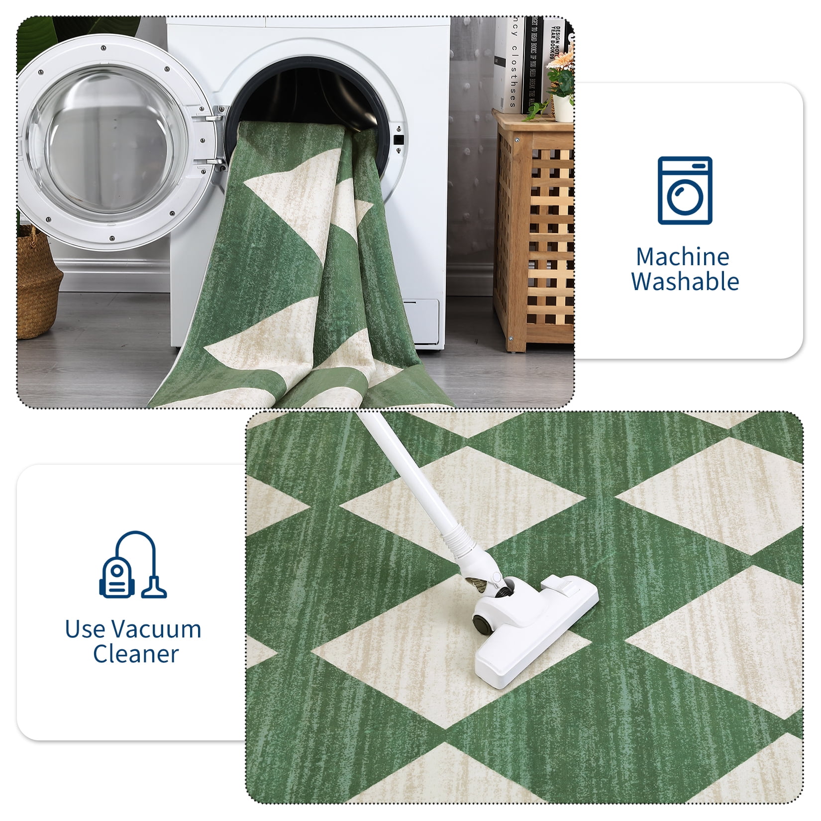 Hasoo Runner Rugs for Hallway 2x6 Geometric Rugs Modern Trellis Carpet for Bedside, Green