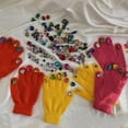 thumbnail image 5 of Winter Individuality Thickened Warm Creative Knitted Gloves Colored Diamond Gloves Rhinestone Manicure gloves YELLOW, 5 of 8
