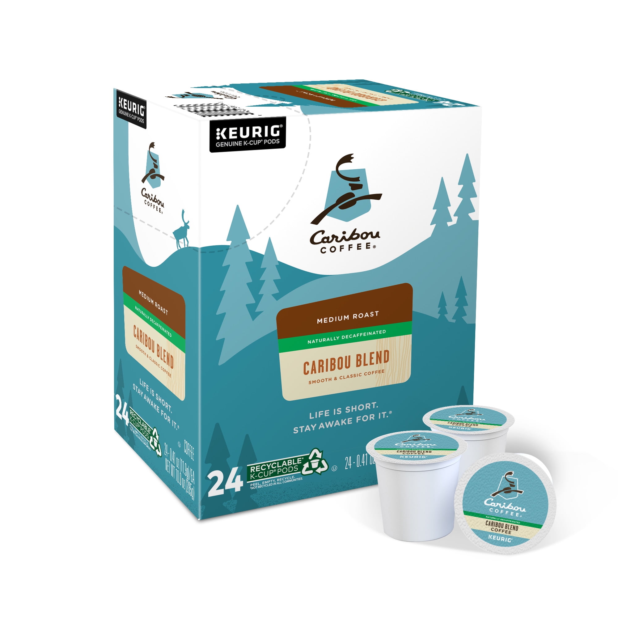 Caribou Coffee Decaf Caribou Blend K-Cup Pods, Medium Roast, 24 Count for Keurig Brewers