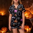 thumbnail image 2 of NIEWTR Kids Halloween Pajamas Halloween Loungewear Short Sleeve Lapel Top and Shorts Homewear Girls' Pajama Sets, 2 of 5