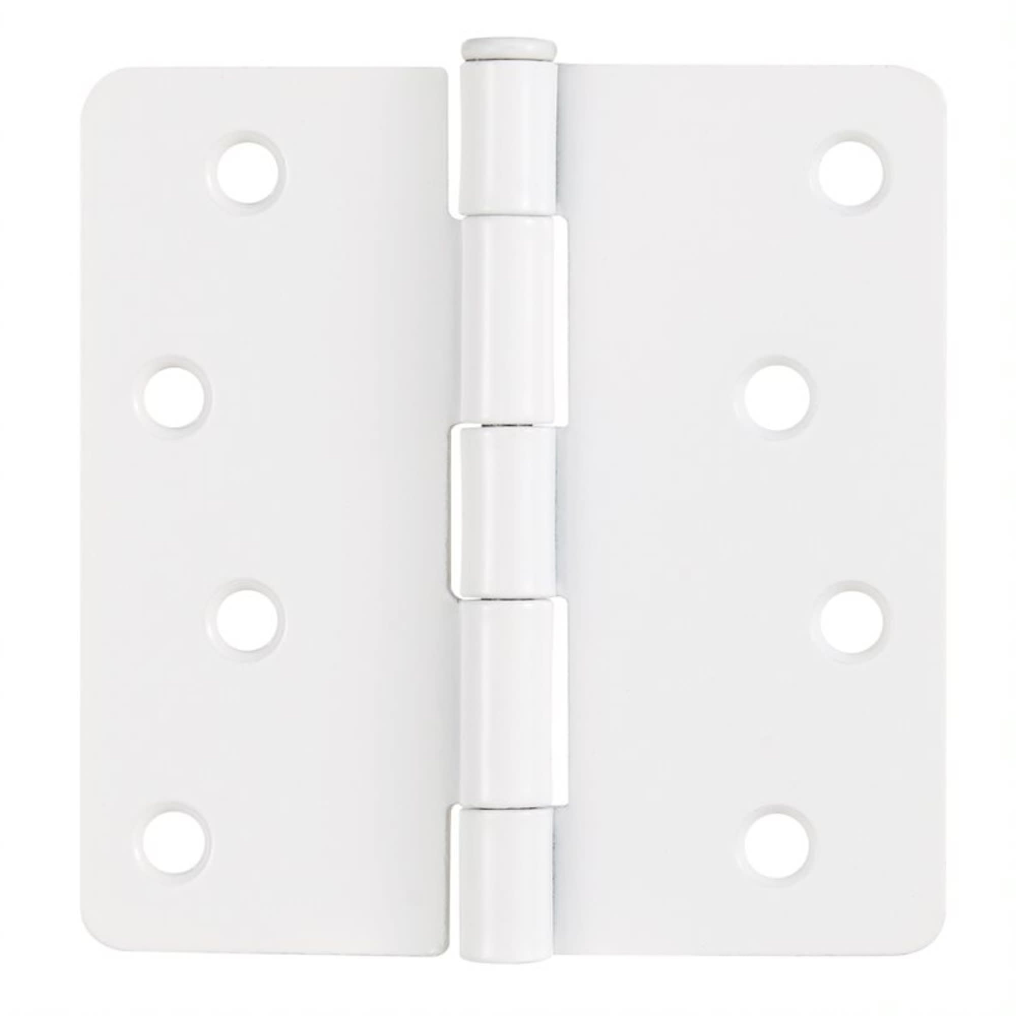 White Steel Plain Bearing Door Hinge with Removable Pin, 4 x 4 in. 1/4 in. Radius, 3-Pack