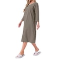 thumbnail image 4 of INSPIRE CHIC Women's Halloween Cotton Long Sleeve Nightgown Striped Midi Sleepdress with Built-in Bra Support L Brown, 4 of 6