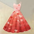 thumbnail image 2 of Evening Prom Party Dress For Valentine's Day Love Heart Print Fashion Swing A Line Sleeveless Dress Watermelon Red 2XL, 2 of 4