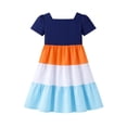 thumbnail image 3 of HILEELANG Toddler Girls 2-8T 100% Cotton Tiered Colorblock Dress Navy Colorblock Short Sleeve Casual Dress Size 3T, 3 of 7