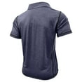 thumbnail image 6 of YLSDY Fashion Men's Casual Button Collared Shirts Classic Short Sleeve Basic Button T-Shirt Lightweight Cotton Golf Tops with Pocket Dark Blue XL, 6 of 7