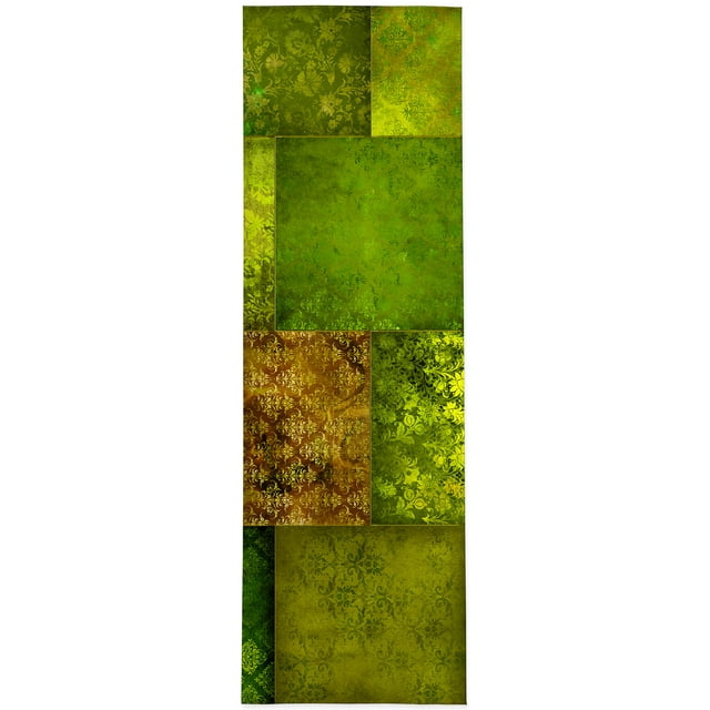 Eclectic Bohemian Patchwork Cilantro Kitchen Mat by Kavka Designs