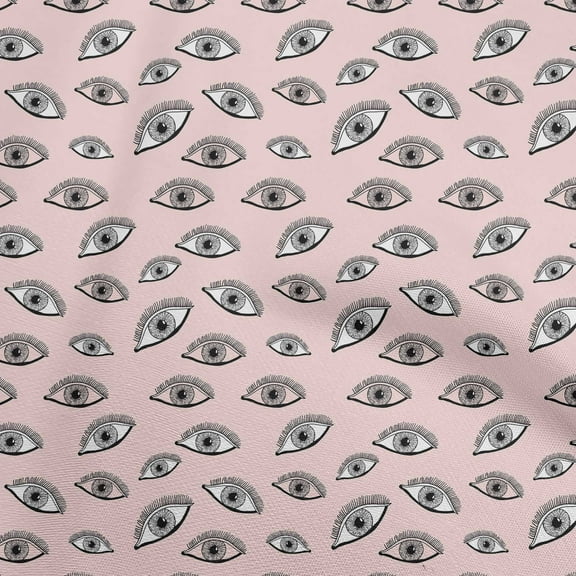 oneOone Polyester Spandex Pink Salmon Fabric Eye Print Sewing Craft Projects Fabric Prints By Yard 56 Inch Wide