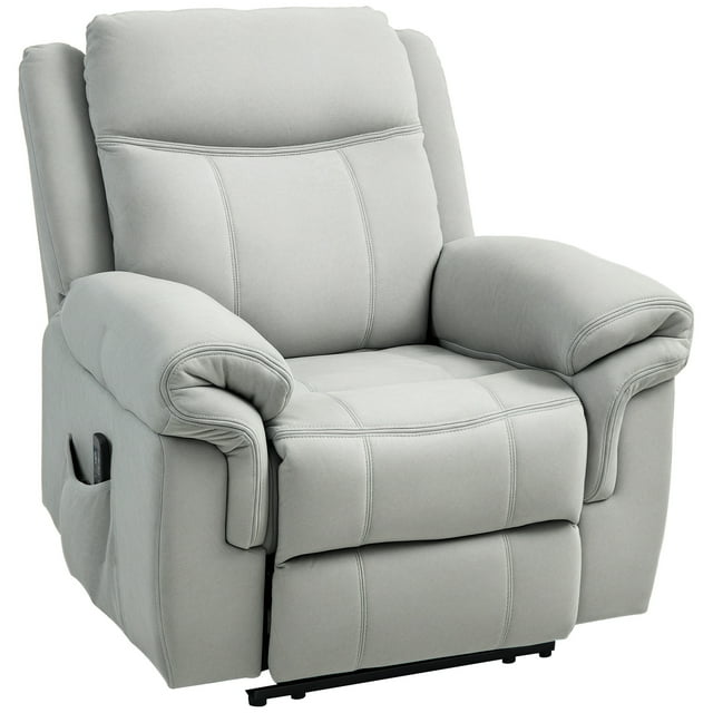 HOMCOM Fauteuil Inclinable Manuel avec 8 Massages par Vibration, Poches Latérales, Gris