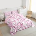 thumbnail image 3 of Manfei Teens Pink Flowers 3 Pieces Queen Comforter Set,Spring Garden Ultra Soft Bedding Sets,Cherry Blossom Bedding Comforter Set Breathable,Breathable Home Decor,Reversible, 3 of 8