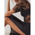 thumbnail image 3 of Caoirhny Women Short Sleeve Tops See-Through Lace Summer T-Shirt Casual Pullovers for Streetwear Aesthetic Grunge Clothes, 3 of 5