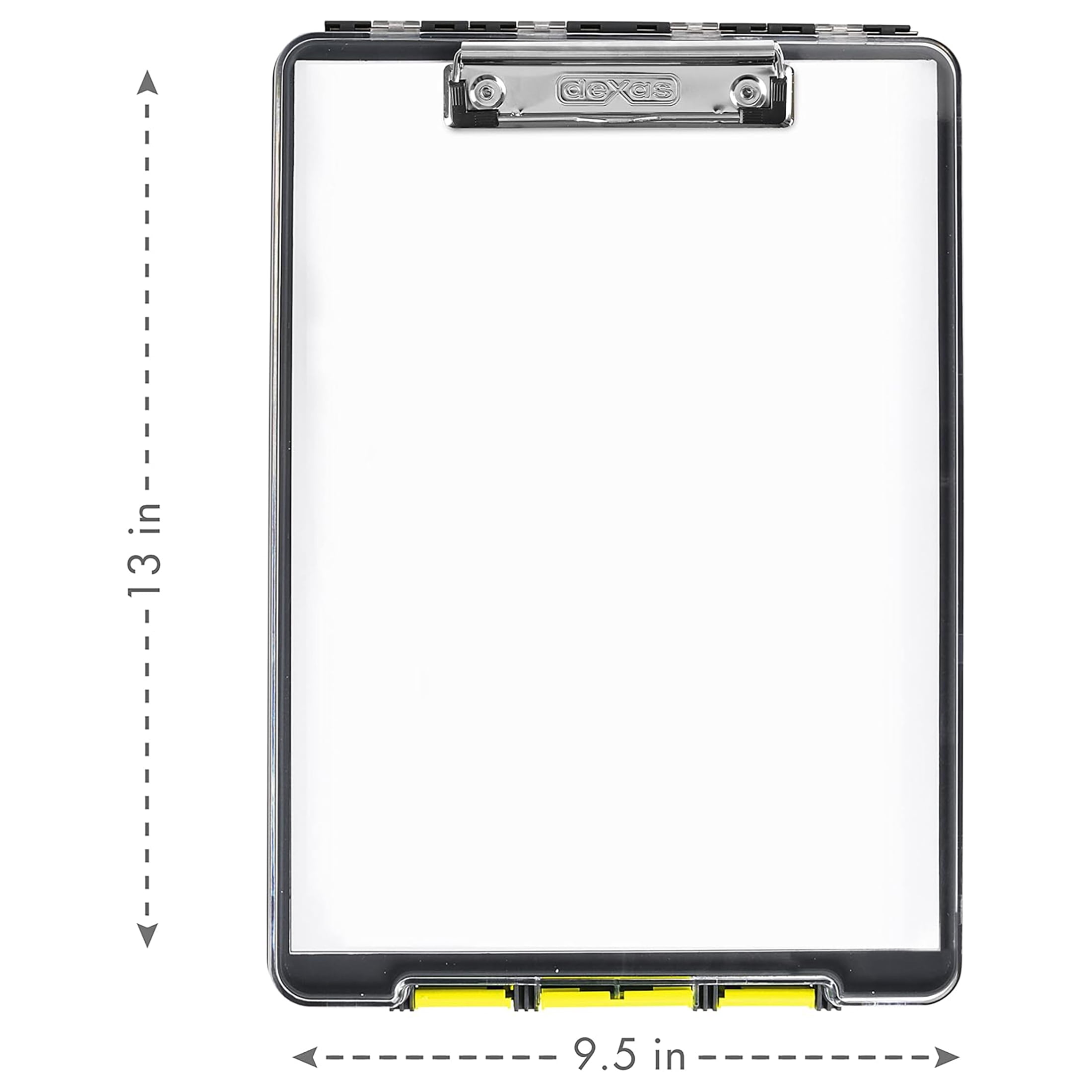 Dexas Clearview Clipcase Clipboard, 13.75 X 9.5 in, Yellow