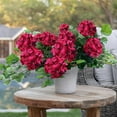thumbnail image 2 of Zukuco Artificial Red Geranium Bush Faux Flowers Geraniums Silk Flowers Outdoor Plant Bush Red Geraniums for Home Garden Wedding Indoor Outdoor Decor (Red,Pack of 2), 2 of 7