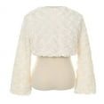 thumbnail image 2 of Big Girls' Fluffy Faux Fur Swirl Bolero Jacket Winter Knit Sweater Ivory XL (S03K), 2 of 2