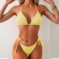 thumbnail image 6 of HOMBOM Womens Bikini Swimsuit Swimwear High Waisted Yellow Triangle Two Piece Bathing Suit for Young Woman Beach, 6 of 9