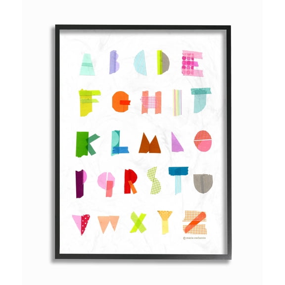 The Kids Room by Stupell Alphabet Paper Collage Oversized Framed Giclee Texturized Art, 16 x 1.5 x 20