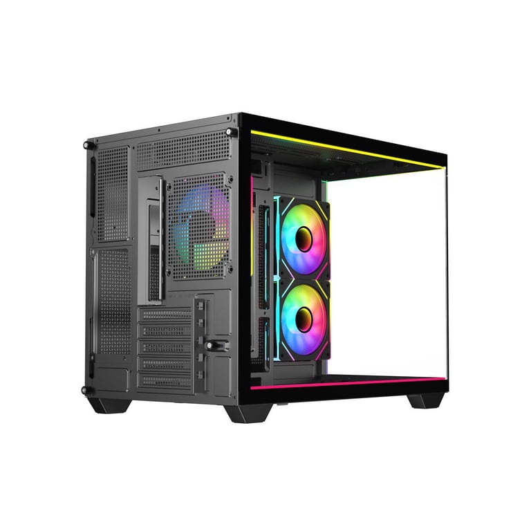 DIYPC IDX4-MicroATX-ARGB Black USB3.0/ Type C Tempered Glass Micro