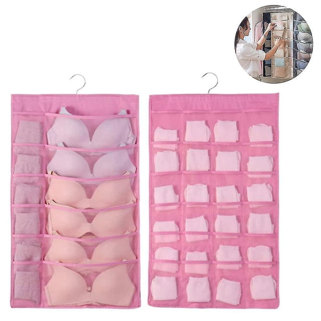 Organizador colgante de doble cara para ropa interior (rosa)