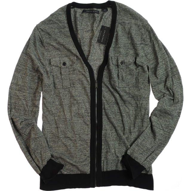 Sean John - Suéter de punto con cremallera completa para hombre, color negro, XXX-Large