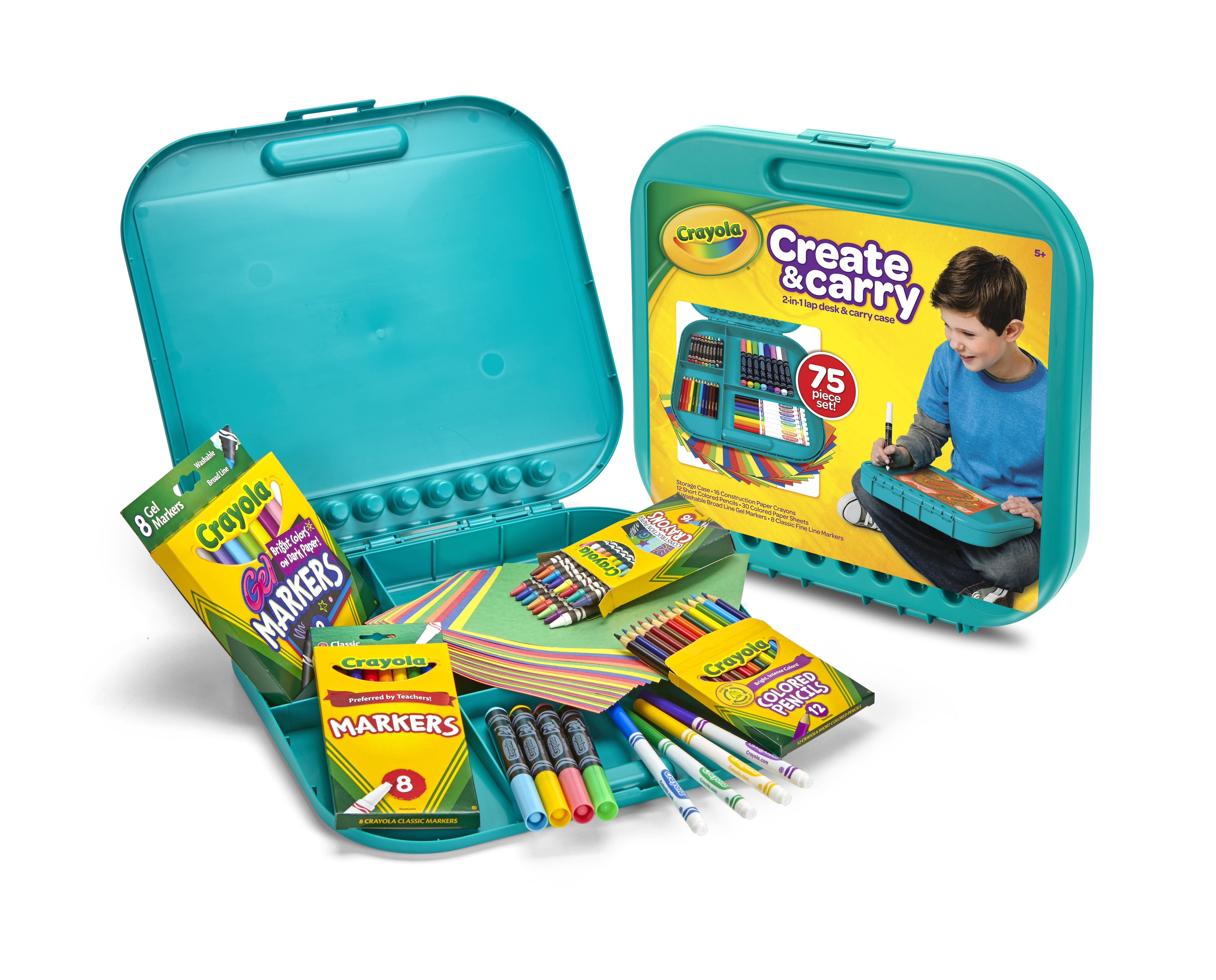 Crayola Create and Carry Art Coloring Set, Child Ages 5+, 75 Pieces