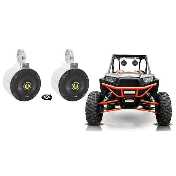 (2) kicker CSC54 5.25" 360° Degree Swivel Chrome Tower Speakers For RZR/ATV/UTV