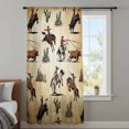 thumbnail image 3 of Western Cowboys Sheer Curtains 45 Inches Long, Brown Vintage Country Cactus Light Filering Curtains, Breathable Simi Curtain Privacy Drapes for Kitchen Bathroom Lightweight Small Window Treatment, 3 of 9