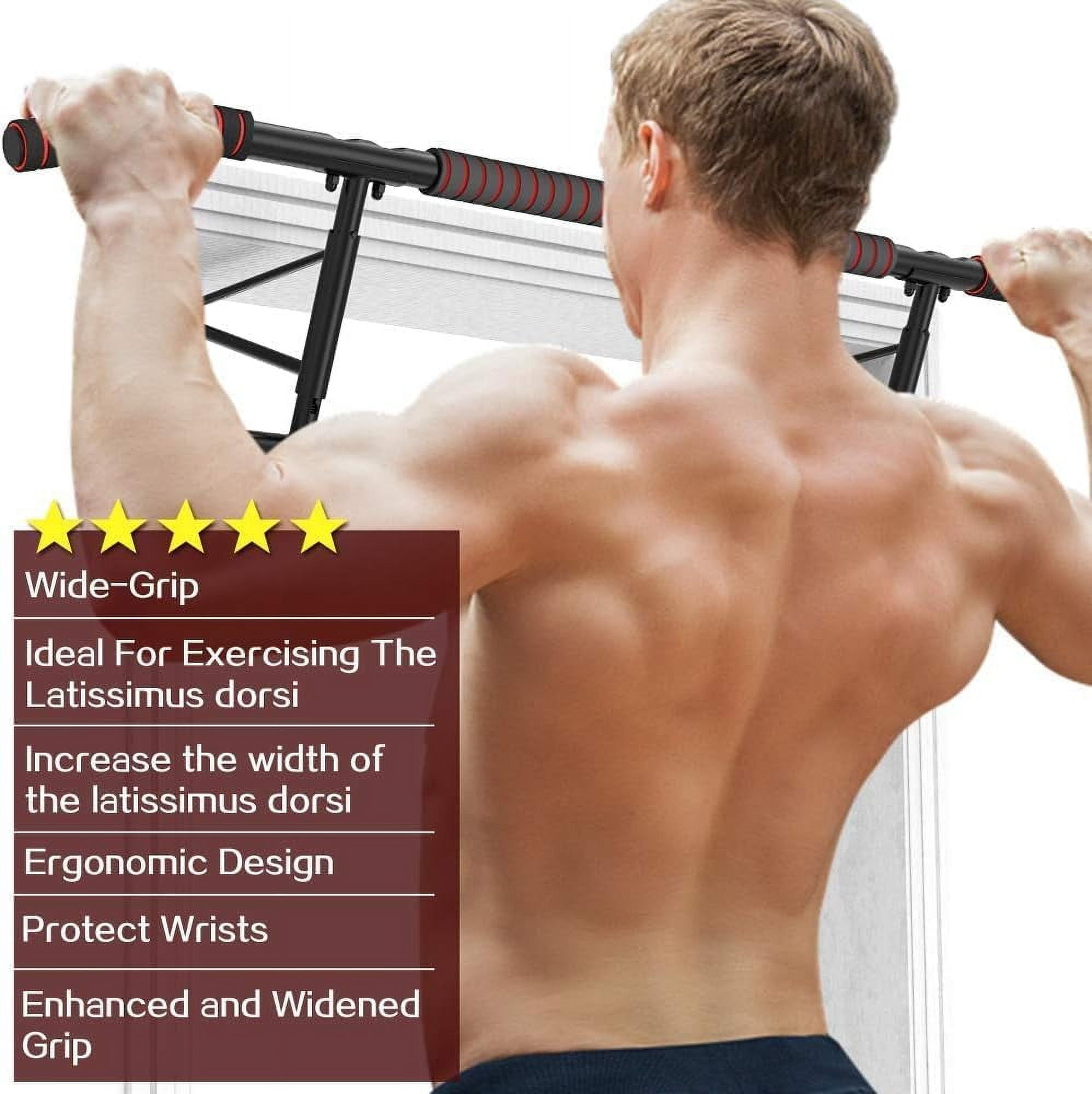 Pull Up Bar Doorway with Ergonomic Grip - Fitness Chin-Up Frame for Home Gym Exercise - Multi-Angle Grip - 2024 Upgrade Smart Hook (Fits Almost All Doors)
