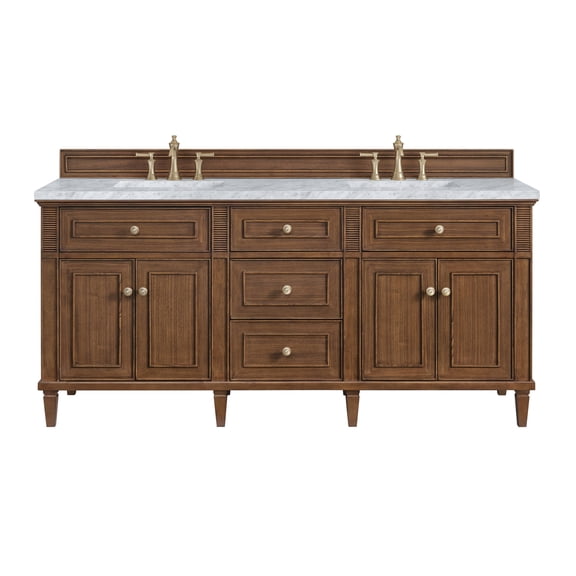 James Martin Vanities 424-V72-3Car Lorelai 72" Double Basin Wood Vanity Set - Mid-Century