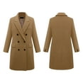 thumbnail image 6 of comerut Women Winter Coat Double-breasted Turn-down Collar Long Sleeves Outerwear Thick Warm Pockets Solid Color Office Casual Party Overcoat, 6 of 7