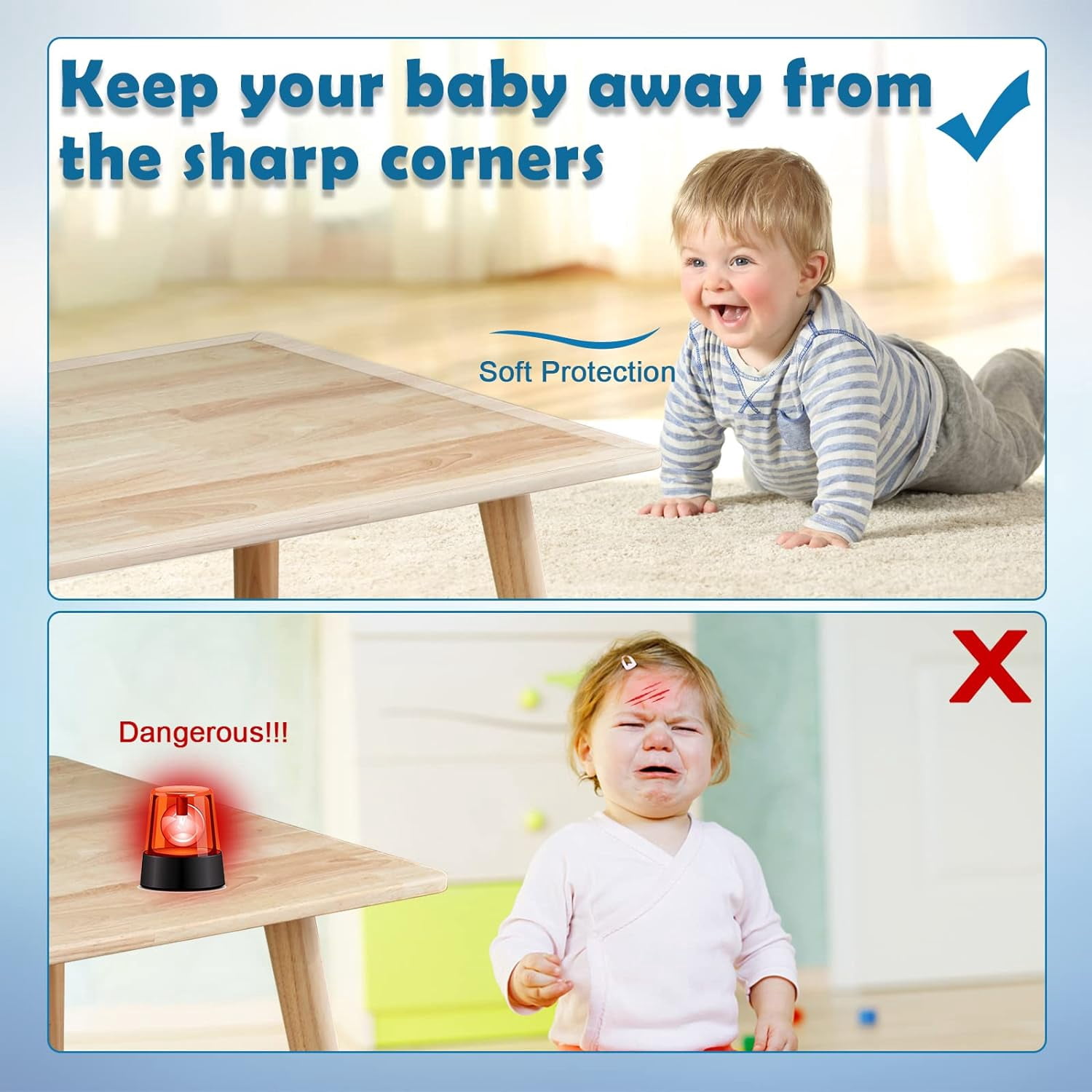 Baby Proofing, Tables Corner Guards Baby Child Safety, 20Ft(6M) Soft Bumper Strip Furniture Clear Toddler Edge Corner Protectors, Desk Edge Cushion - 20 Foot (Pack of 1)