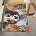 thumbnail image 2 of Dreamtimes Toiletry Mat Dog Field Flowers Print, Luxury U-Shaped Toilet Rug, Soft Comfortable Contour Mat for Bathroom Floor, 17.3"x13.4", Non-Slip Absorbent Bath Carpet, Dry Quickly, Machine Washable, 2 of 4