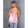 thumbnail image 4 of Ekouaer Silk Satin Camisole V Neck Tank Top Cami Silky Basic Tank Shirt Mesh, 4 of 6