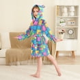 thumbnail image 2 of FORMRS Niños Bathrobe Unisex Hooded Robe Soft Plush Pajamas Sleepwear, Size 2-3T, Colorful Geometric Pattern, 2 of 7