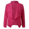 thumbnail image 6 of YYDGH Womens Ruched 3/4 Sleeve Draped Blazers Plus Size Open Front Business Work Suit Office Blazer Jackets Casual Basic Cardigan Hot Pink L, 6 of 7