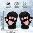 thumbnail image 3 of Women Bear Plush Cat Paw Claw Gloves Winter Faux Fur Fingerless Mittens Gloves, 3 of 4