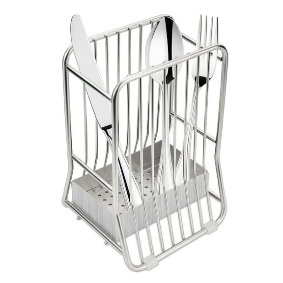 Sekonow 304 Stainless Steel Kitchen Utensil Holder for Counter, Flatware Cutlery Silverware Caddy, Utensil Drying Rack Drainer Basket Organizer for Chopstick Spoon Fork Knife