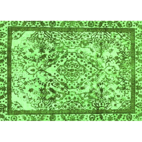 Ahgly Company Indoor Rectangle Abstract Green Modern Area Rugs, 3' x 5'