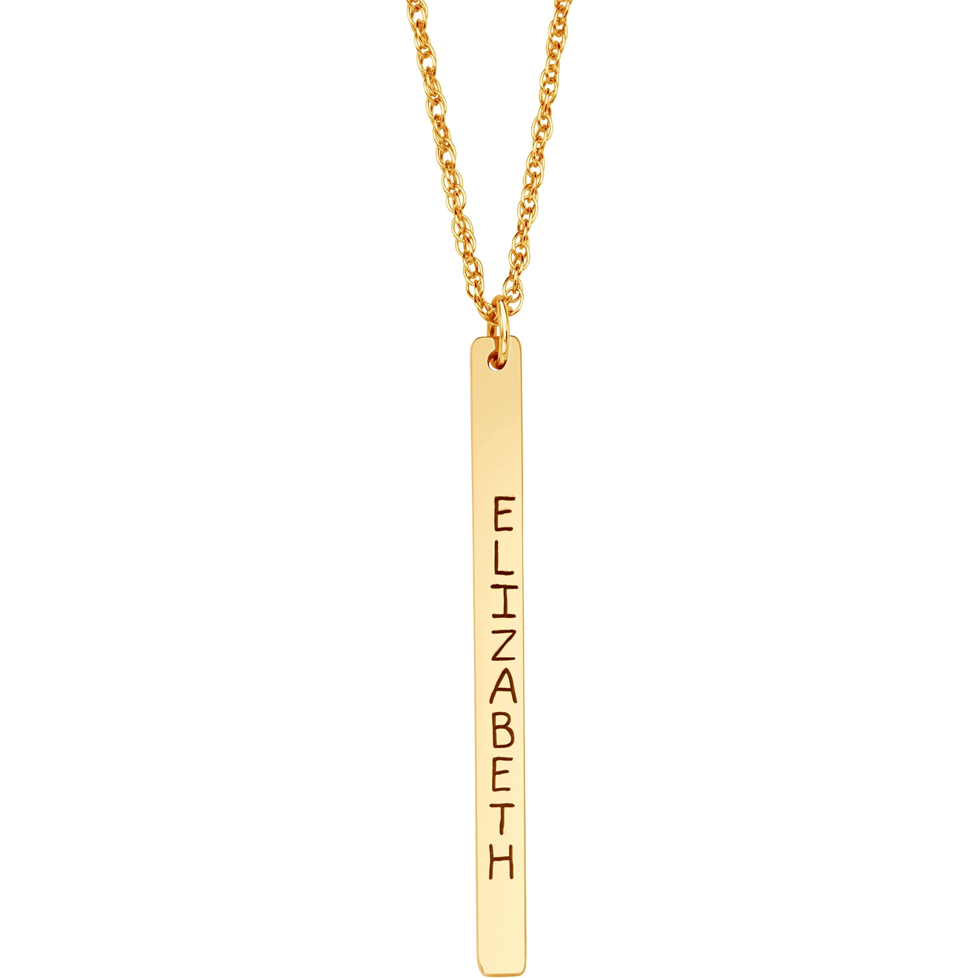 Personalized Women S 10kt Yellow Gold Vertical Bar Name Pendant 18