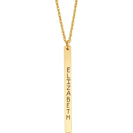 gold bar personalized 10kt vertical pendant yellow name