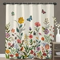 thumbnail image 4 of Vintage Floral Shower Curtain, Retro Pretty Colorful Butterfly Birds Flower Fabric Decorative Shower Curtains with 12 Hooks for Bathroom Beige 72 ×72 Inch, 4 of 6